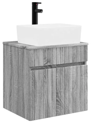 Image de Meuble de lavabo mural Sonoma gris 49 x 41 x 63 cm