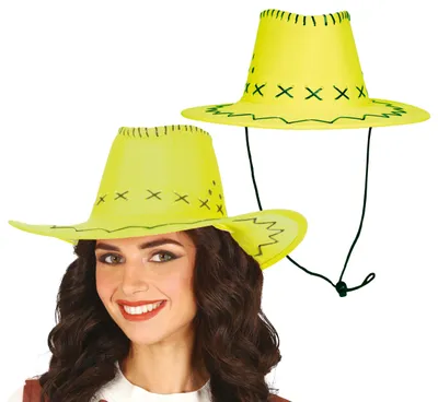 Immagine prodotto di Cappello da cowboy Cappello occidentale bianco Accessorio per il costume da cowboy Completo da avventuriero Cappello da cowboy Party Chic Party Event Look elegante, Colore: Verde