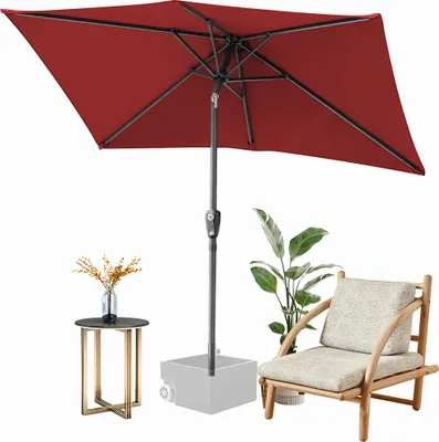 Produktbild von Faziango Sonnenschirm 140x210cm, Gartenschirm, knickbar, Schirmtuch mit PA-Beschichtung, UV-Schutz bis UPF 50+, ohne Ständer, Rot