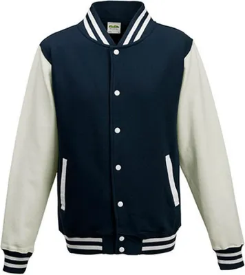 Produktbild von Just Hoods JH043 | Varsity Jacket / College Jacke - Farbe: Oxford Navy/White - Größe: XXL