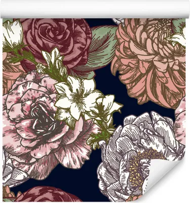 Immagine prodotto di 10m VLIES WALLPAPER rotolo fiori peonie foglie natura flora XXL