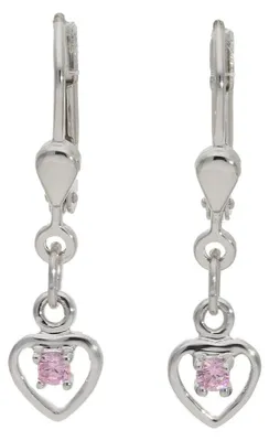Produktbild von Kinderohrhänger mit Herz 925 Silber, Rhodiniert mit Zirkonia JL20-06-1216