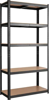 Produktbild von Lagerregal mit 5 Ebenen, 75 x 30 x 150 cm, jede Schicht belastbar bis 175 kg, schweres Metallregal für Lager, Speisekammer, Garage