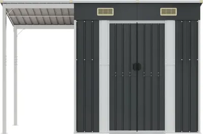 Produktbild von Möbel Gartenschrank/Gerätehaus Moderner design - Geräteschuppen - Garagenzelt mit Schleppdach Anthrazit 277x107x181 cm Stahl Top9211669