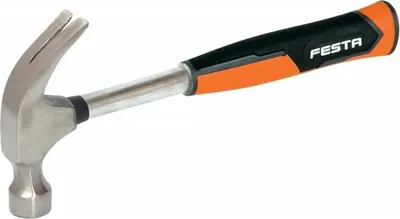 Produktbild von Klauenhammer aus Stahl mit vibrationsdämpfendem Rohrgriff, 600g Gewicht, 34cm Länge