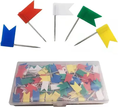 Image de Épingles pour tableau, en plastique et en acier, 100 pièces, de couleurs variées, pour tableau d'affichage