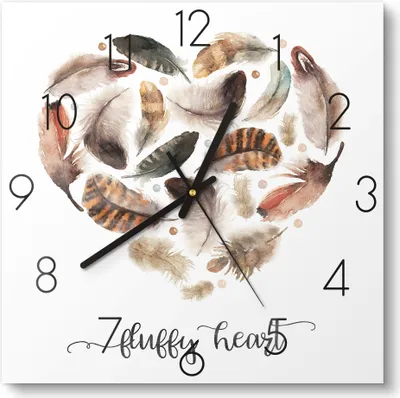 Produktbild von DEQOART Glasuhr 30x30 cm Zahlen 'Federleichtes Herz' Wanduhr Glas Uhr Design leise Küchenuhr