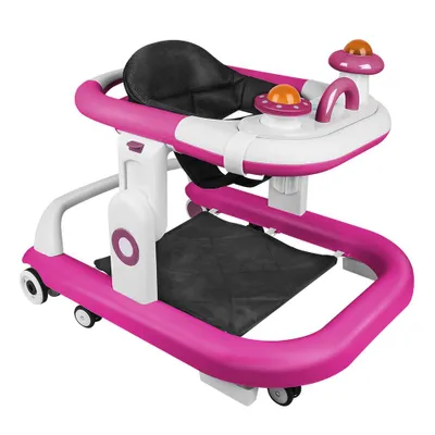 Produktbild von Lauflernhilfe Faltbarer Baby Lauflernwagen Höhenverstellbare Babywalker mit Musik Spielset Rot