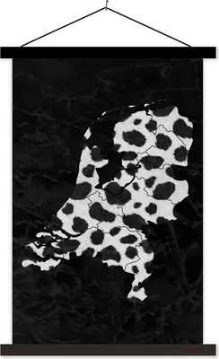 Produktbild von MuchoWow® Textilposter Karte - Niederlande - Pantherdruck 40x60 cm mit schwarzem Rahmen - Wanddekorationen