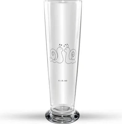 Produktbild von Mr. & Mrs. Panda Bierglas Schnecken Liebe - Transparent - Geschenk, Trinkglas, Paar, Zufrieden, Freundin, Glasbierglas, Glasbecher, Bier Glas, glücklich, Bierbecher