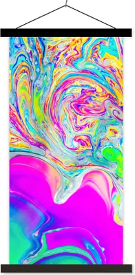 Produktbild von MuchoWow® Textilposter Kunst - Farben - Psychedelisch 90x180 cm mit schwarzem Rahmen - Dekoration Wohnzimmer