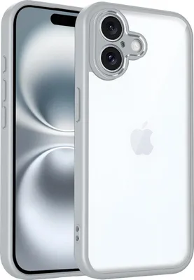 Obrázek produktu pro Pouzdro pro iPhone 16 průhledný zadní kryt s TPU rámečkem, odolné proti nárazům Šedá