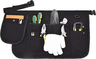 Image de Ceinture à outils - Sacoche - Large tablier de travail - Tablier à outils - Imperméable - Plusieurs poches - Pour les travaux de jardin, la réparation et l'entretien