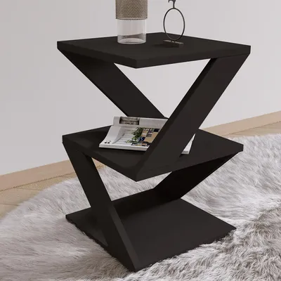Immagine prodotto di Serino - Tavolino da Salotto, 30x30x54h cm Nero, 2 Vani