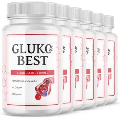 Produktbild von GlukoBest Kapseln | Glucobest mit Zink, Chrom und sekundären Pflanzenstoffen | 60 Kapseln Inhalt pro Dose 6x