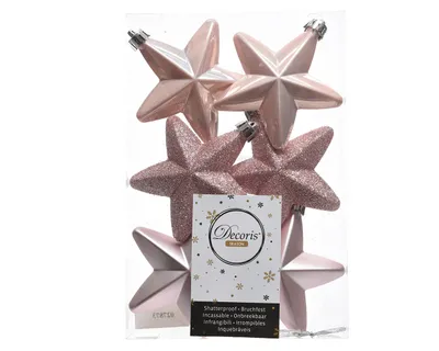 Produktbild von Christbaumschmuck Sterne Kunststoff 7cm Rosa 6 Stück