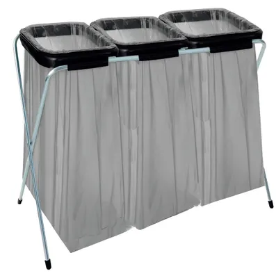 Obrázek produktu pro stojan na pytle na odpad třídění odpadu bez víka 3x 120 l kovový stojan MISURE