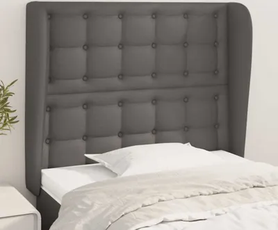 Produktbild von vidaXL Kopfteil mit Ohren Grau 83x23x118/128 cm Kunstleder - Kopfteil - Kopfteile - Bett-Kopfteil - Bettkopfteil