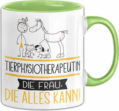 Produktbild von Tierphysiotherapeutin Geschenk Tasse Becher Die Frau Die Allen Kann Geschenkidee für eine Tierphysiotherapeutin Lustig (Grün)