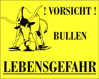 Produktbild von Aufkleber Vorsicht! Bullen Lebensgefahr 105 x 130 mm