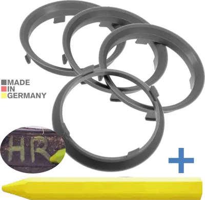 Produktbild von 4X Zentrierringe 70,1 x 66,6 mm Silber Felgen Ringe + 1x Reifen Kreide Fett Stift