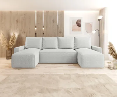 Produktbild von CORNERO Ecksofa mit Schlaffunktion HAVANA in U-Form Sofa mit Schlaffunktion und Bettkasten EckcouchWohnlandschaft in U-Form Weiß