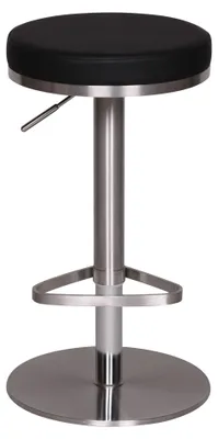 Zdjęcie produktu dla FineBuy Stołek barowy ze stali nierdzewnej, czarny, z regulacją wysokości siedziska (57–82 cm), nowoczesny stołek barowy, obracany o 360°, stołek barowy z podstawą, stołek bistro, wysoki
