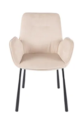 Produktbild von QIYANO Stuhl Samt mit Armlehne Retro für Esszimmer Wohnzimmer Polsterstuhl Beige