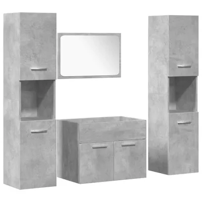 Produktbild von vidaXL 4-tlg. Badmöbel-Set Betongrau Holzwerkstoff