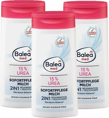 Zdjęcie produktu dla 3 x Balea MED - Mleczko do ciała błyskawiczna pielęgnacja 2w1 z 15% mocznikiem (3 x 250 ml)