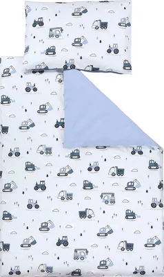 Produktbild von TupTam Kinder Bettwäsche Gemustert 2-Teilig Wendebettwäsche, Farbe: Baufahrzeuge / Bagger / Blau / Grau, Größe: 120x90 cm