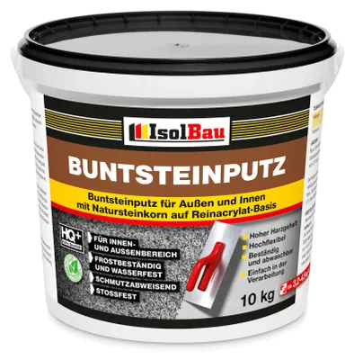 Produktbild von Isolbau - Buntsteinputz für Außen und Innen (Weiß, Grau, Schwarz) 10 kg - BP30 Mosaikputz Dekorationsputz Frostsicher, Wasserfest, Stoßfest