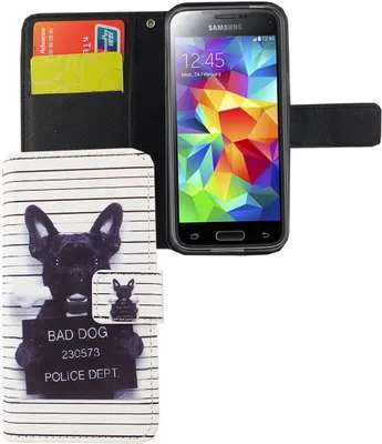 Produktbild von Handyhülle Tasche für Handy Samsung Galaxy S5 Mini Böser Hund Weiß