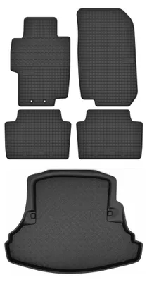Imagen del producto de Alfombrillas de goma + bandeja de maletero para Honda Accord VII 2002-2008 (sedán) – juego de 5 piezas, negras, a medida – Wielganizator