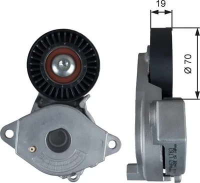 Produktbild von GATES T39355 Spannrolle Keilrippenriemen 70mm für TOYOTA Yaris Schrägheck (P13) Auris Kombi (E18) AURIS (NZE18, ZRE18) Verso S (P12)