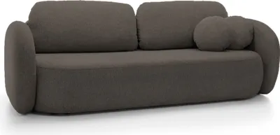 Produktbild von DomoHome Sofa OLIO Schlafsofa mit Bettkasten, Dekokissen, Klappfunktion, Skandinavisches Design, Liegefläche 142x200 cm, Schwarze Beine, Größe: 238x86x101cm, Farbe: ANTHRACITE