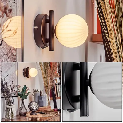 Produktbild von Isorella Wandlampe aus Metall/Riffelglas in Schwarz/Weiß
