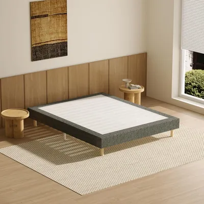 Produktbild von DEWINNER Bettgestell 160x200 | Polsterbettgestell aus grauem Stoff | 2x14 Latten mit 9 Füßen | Höhe des Bettrahmens 29 cm