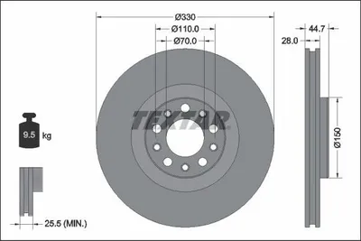 Obrázek produktu pro 2x brzdový kotouč TEXTAR 92337905 pro ALFA ROMEO GIULIA (952_) Stelvio (949_)