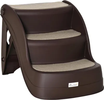 Produktbild von Hunde-Treppe - Haustier-Treppe - Klappbar - Rutschfeste Matten - 49×38×38 cm