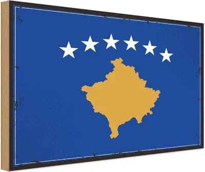 Produktbild von vianmo Holzschild 30x40 cm Kosovo Retro Flagge Fahne Wappen