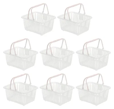 8 Mini-Aufbewahrungskörbe aus Kunststoff mit Henkel, Weiß