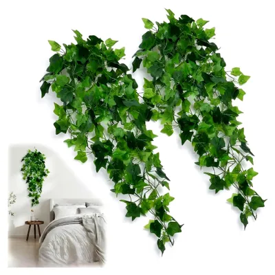 Produktbild von Künstliche Hängepflanzen im Topf 2er Set für die Dekoration von Arbeitszimmer, Wohnzimmer, Balkon, Badezimmer und Garten