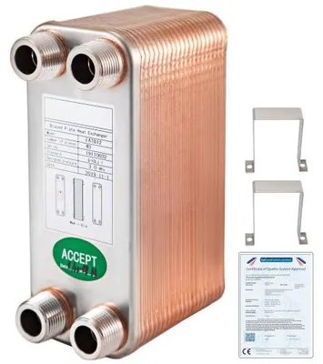 Produktbild von VEVOR EATB12 Plattenwärmetauscher Plattenwärmetauscher 40 Wärmetauscher 40 Plattenwärmetauscher Edelstahl 316 l Wärmetauscher Heizung