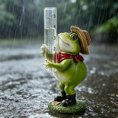 Imagen del producto de Medidor de lluvia resistente a las heladas, con diseño de rana, rango de medición de 1 a 12 cm, para jardín