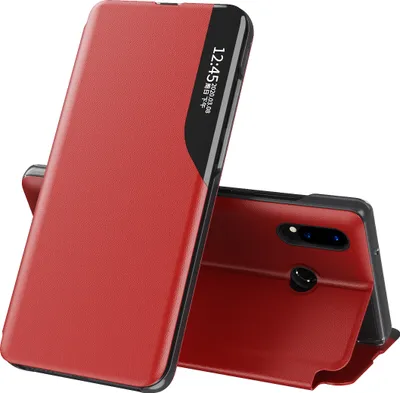 Produktbild von LaimTop Hülle für Huawei P20 Lite, Smart View Fenster Flip Stand Cover Kunstleder Schutzhülle für Huawei P20 Lite Rot