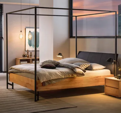 Produktbild von HASENA Naturo Line Himmelbett Cielo Wildbuche massiv 200x200