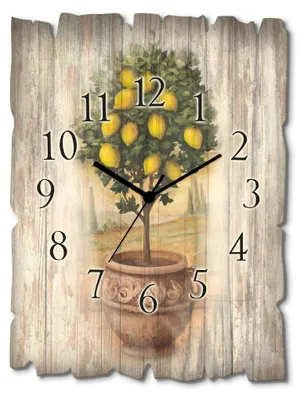 Produktbild von ARTland Holz Wanduhr Quarzuhr - schwarzer Zeiger Zitronenbaum mit Holzoptik Größe: 30x40 cm