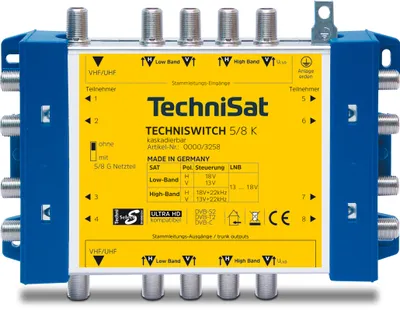 Obrázek produktu pro TechniSat TechniSwitch 5/8 K, Šedá, Žlutá, 171 mm, 33,2 mm, 126 mm, 374 g, 175 mm