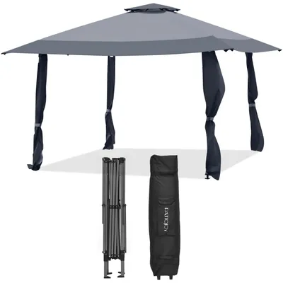 Produktbild von GOPLUS 4×4m Faltpavillon, Pop Up Pavillon mit Doppeldach, UV-Schutz 50+ & 3 Verstellbaren Höhen, Wasserdichter Gartenpavillon &Tragetasche mit Rollen